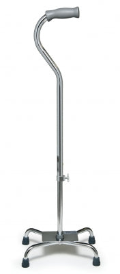 Lumex Silver Collection Low Profile Quad Cane, Aluminum, Standard Grip, Large Base (12" x 8")