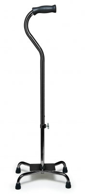 Lumex Silver Collection Low Profile Quad Cane, Black, Standard Grip, Large Base (12" x 8")