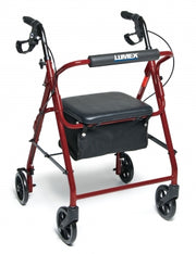 Walkabout Basic Four-Wheel Rollator - Red