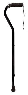 Lumex Aluminum Adjustable Black Offset Cane, Nitrile Grip, Standard Length ( 31"-39")