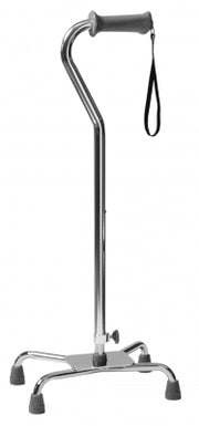 Lumex Silver Collection Low Profile Quad Cane, Aluminum, Ortho-Ease® Grip, Large Base (12" x 8"), 4EA/CS