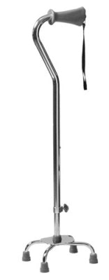Lumex Silver Collection Low Profile Quad Cane, Aluminum, Ortho-Ease® Grip, Small Base (8" x 6"), 4EA/CS