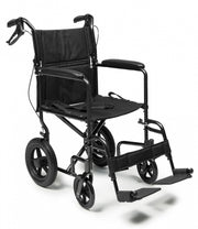 W/C Deluxe Aluminum Trans Chair w/ 12" Rear Wheel 19", Black, 300lb Capacity