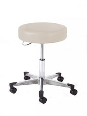 Stool w/ Back & Aluminum Base, Alabaster