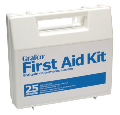 First Aid Kit, Plastic Case w/ Dividers, 25 Person, Graham-Field