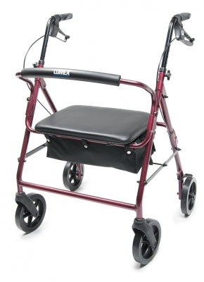 Lumex Walkabout Imperial Hemi Bariatric Four-Wheel Rollator, Burgundy