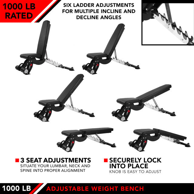 ADJUSTABLE WEIGHT BENCH, 1000 LB