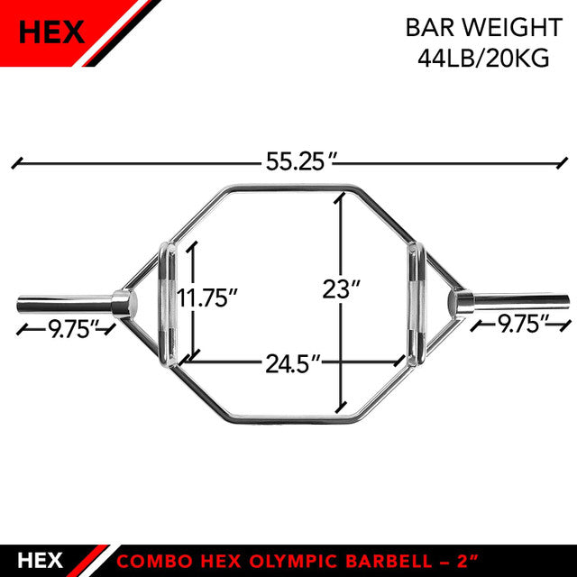 HEX DEADLIFT BARBELL, 750 LB CAPACITY