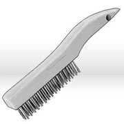 Hand Scratch Brush, Wooden Handle Wire Scratch Brush, Shoe Handle, .016" Steel, 4 Rows, Bulk Package