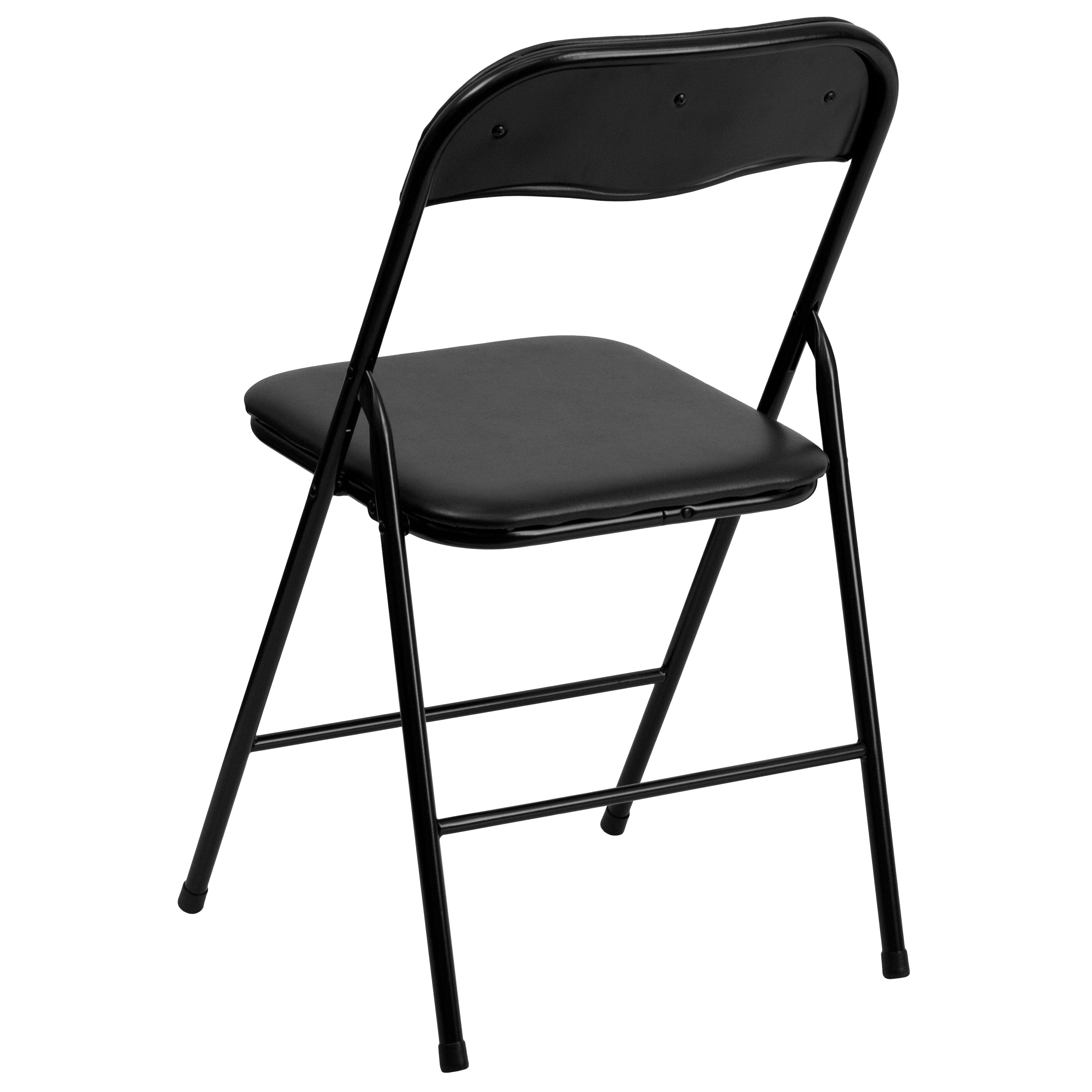 Madison 5 Piece Black Folding Card Table and Chair Set with 4 Metal Padded Folding Chairs and Square Table