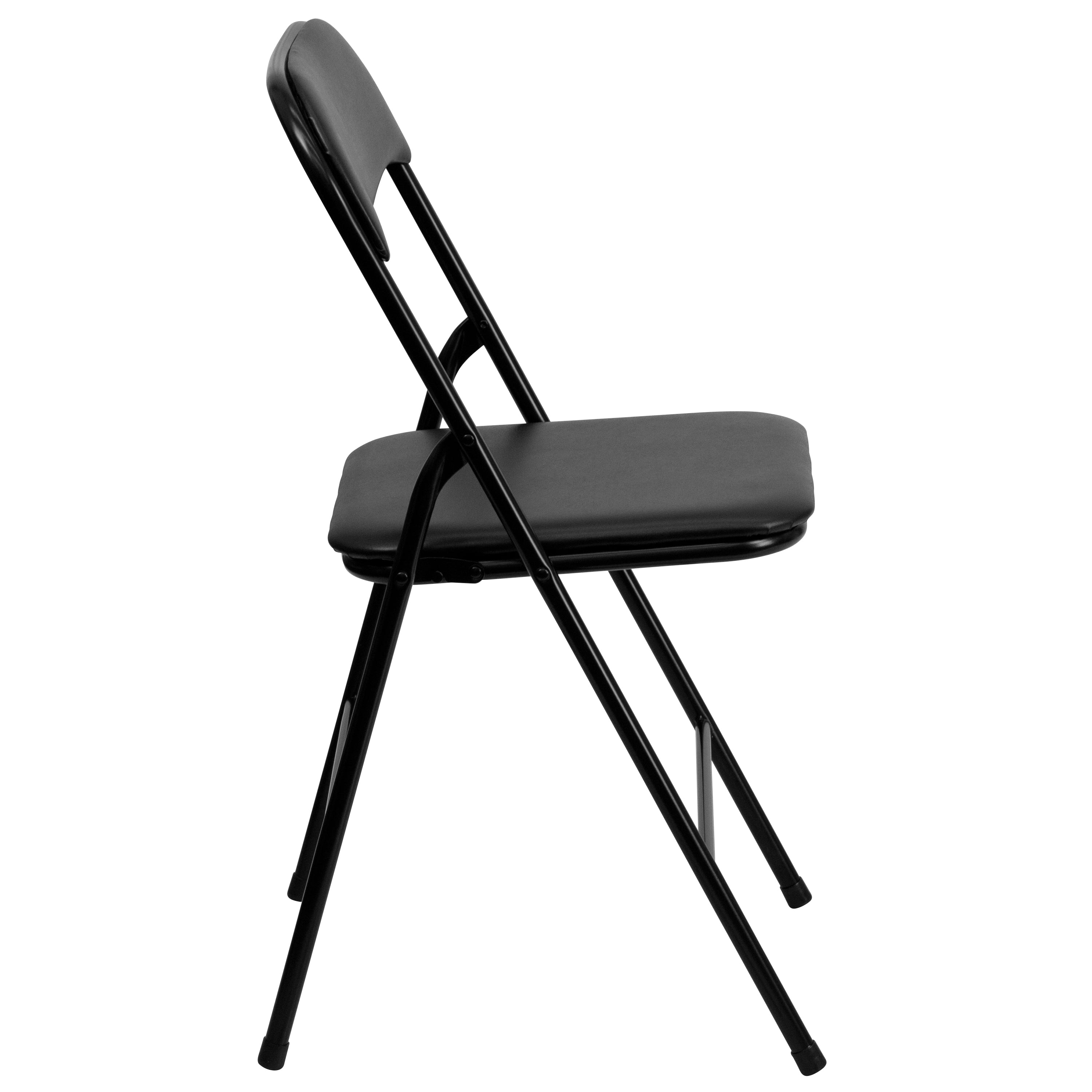 Madison 5 Piece Black Folding Card Table and Chair Set with 4 Metal Padded Folding Chairs and Square Table
