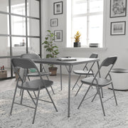 Madison 5 Piece Gray Folding Card Table and Chair Set
