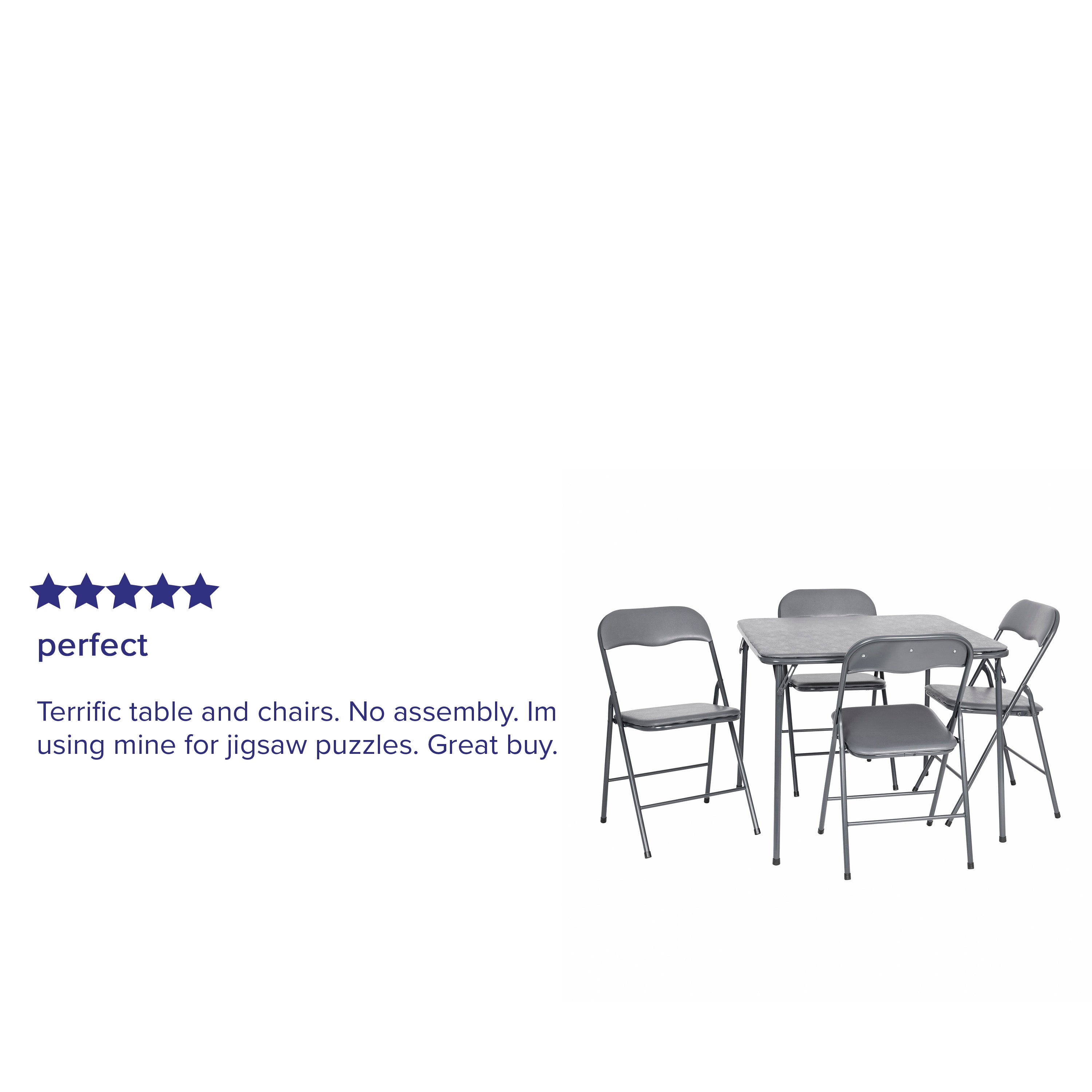 Madison 5 Piece Gray Folding Card Table and Chair Set