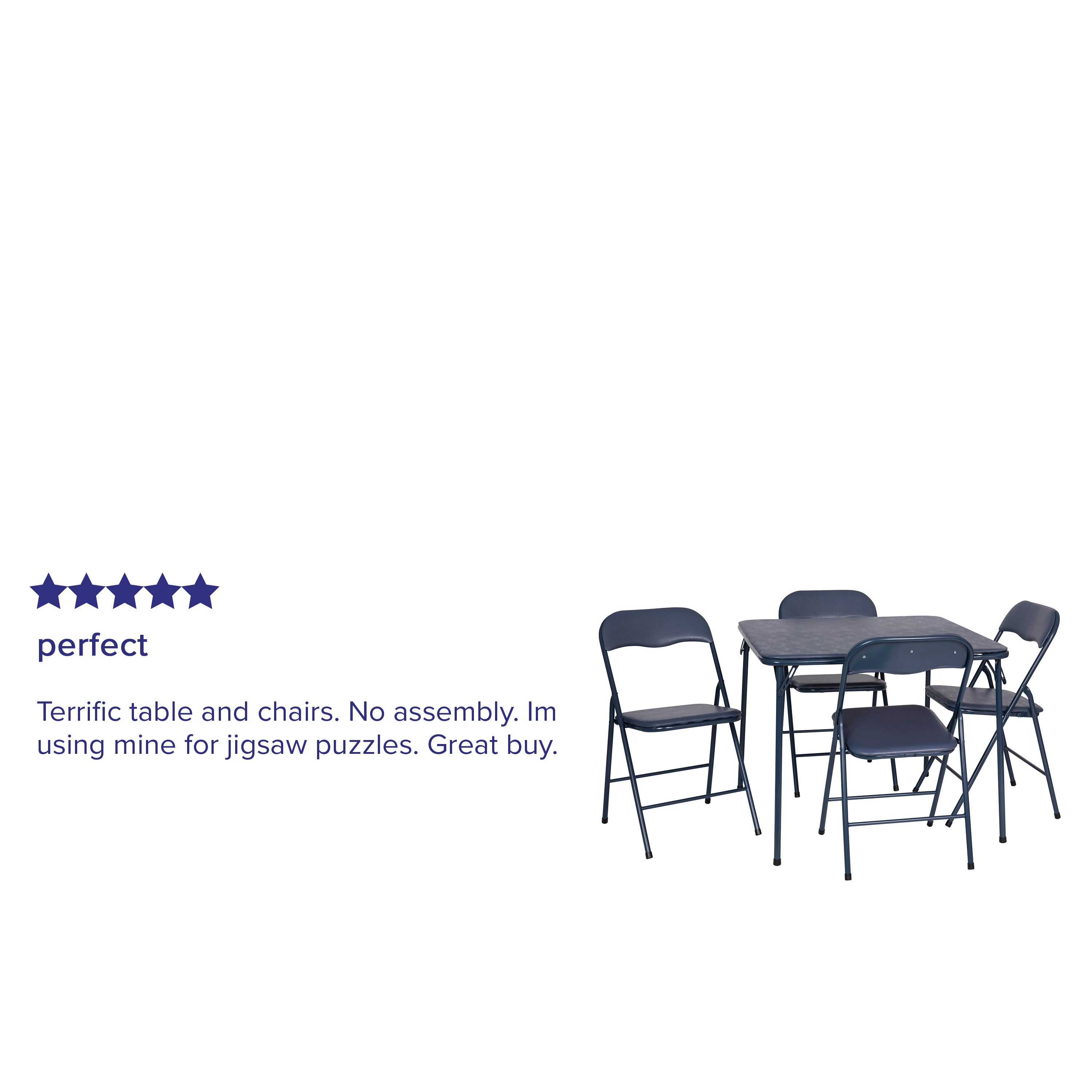 Madison 5 Piece Navy Folding Card Table and Chair Set