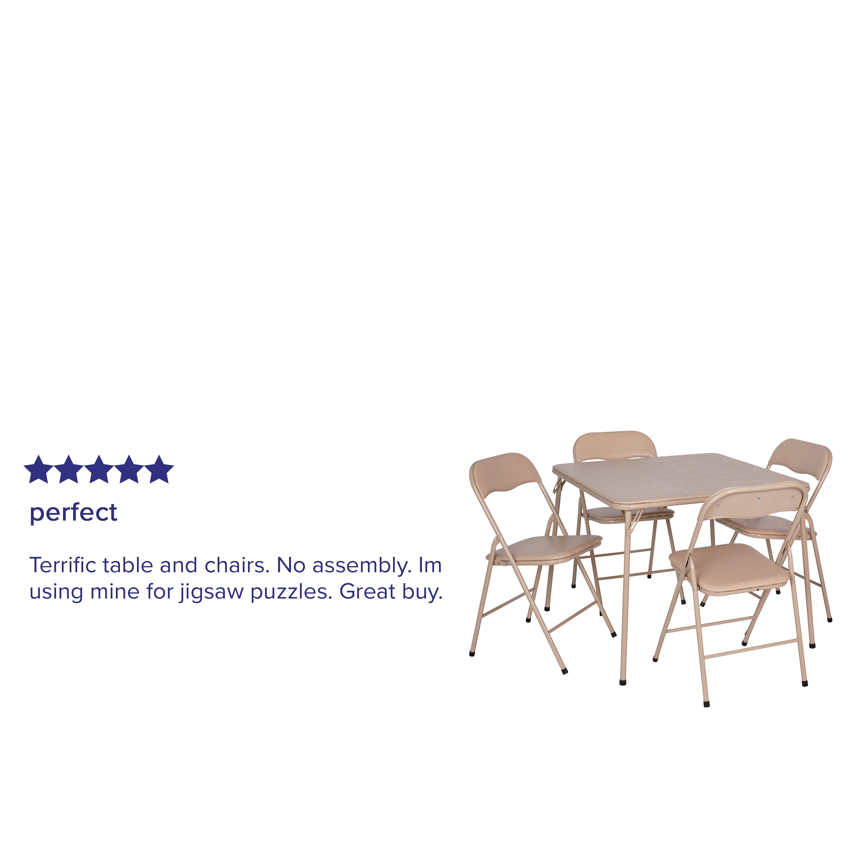 Madison 5 Piece Tan Folding Card Table and Chair Set