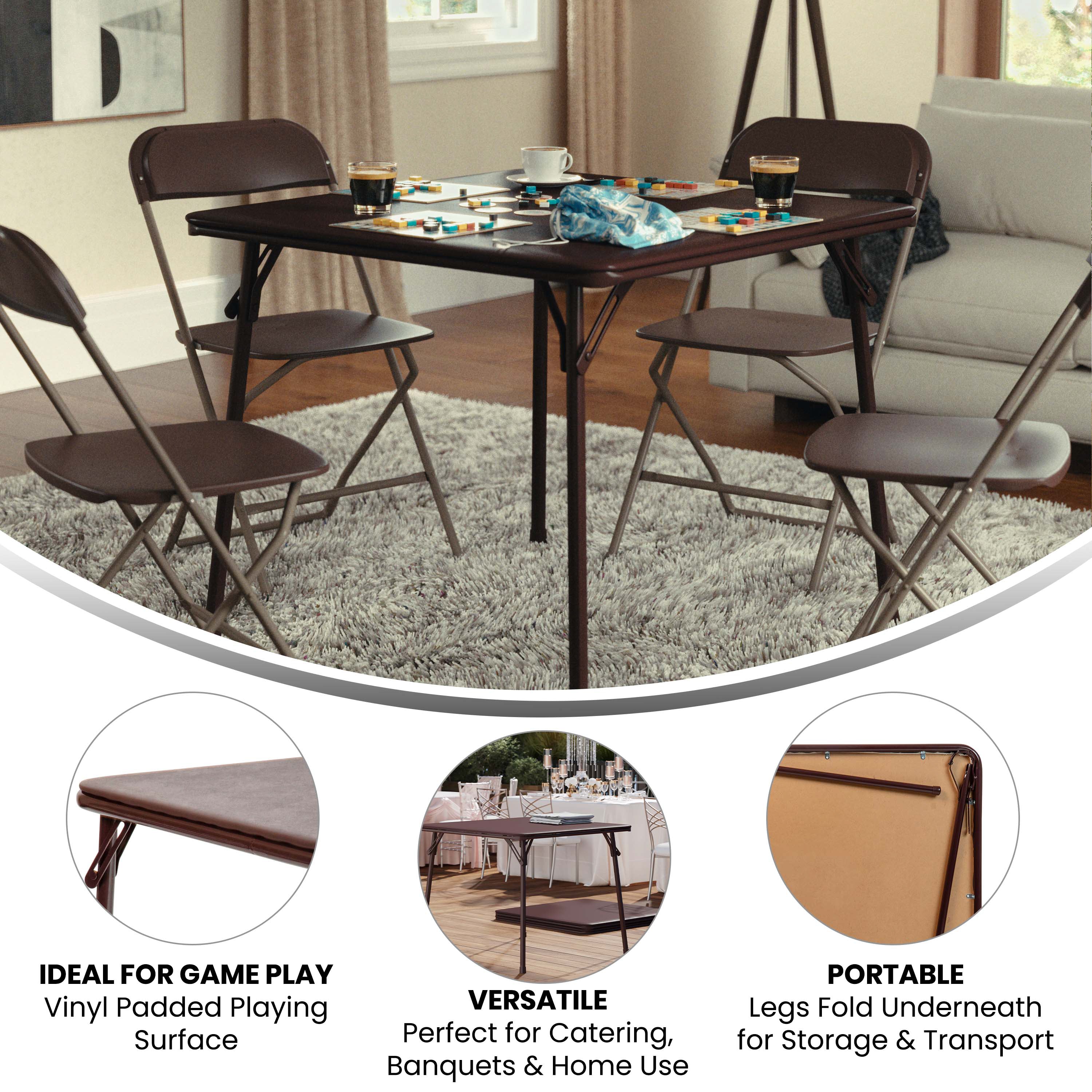 Madelyn Brown 33.5" Folding Card Table for 4 with Foldable Legs and Portable Lightweight Design