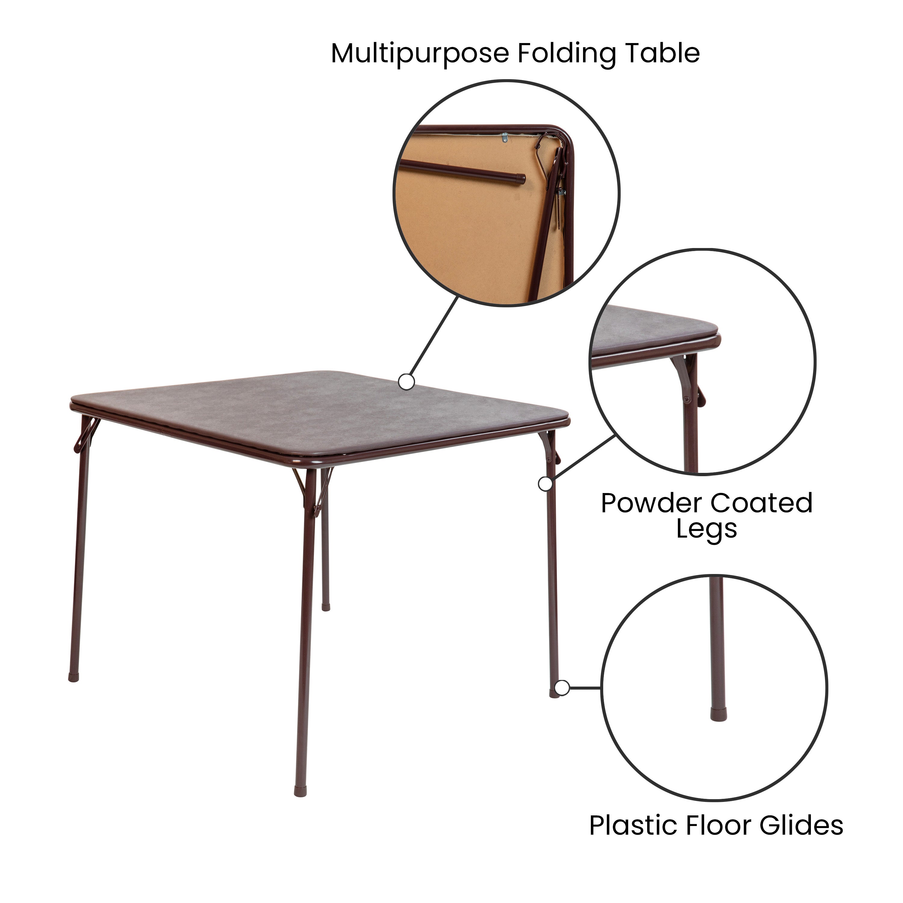 Madelyn Brown 33.5" Folding Card Table for 4 with Foldable Legs and Portable Lightweight Design