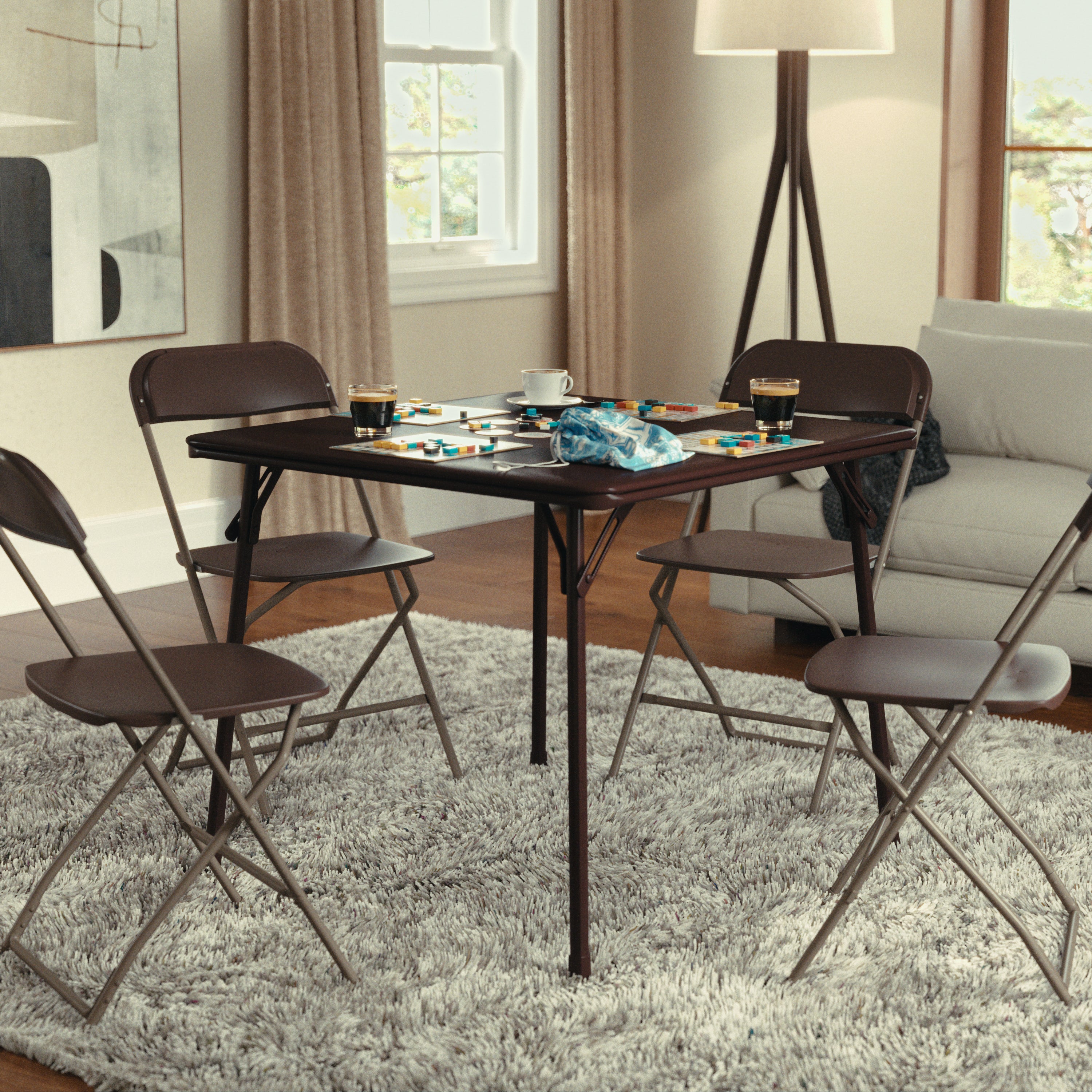 Madelyn Brown 33.5" Folding Card Table for 4 with Foldable Legs and Portable Lightweight Design
