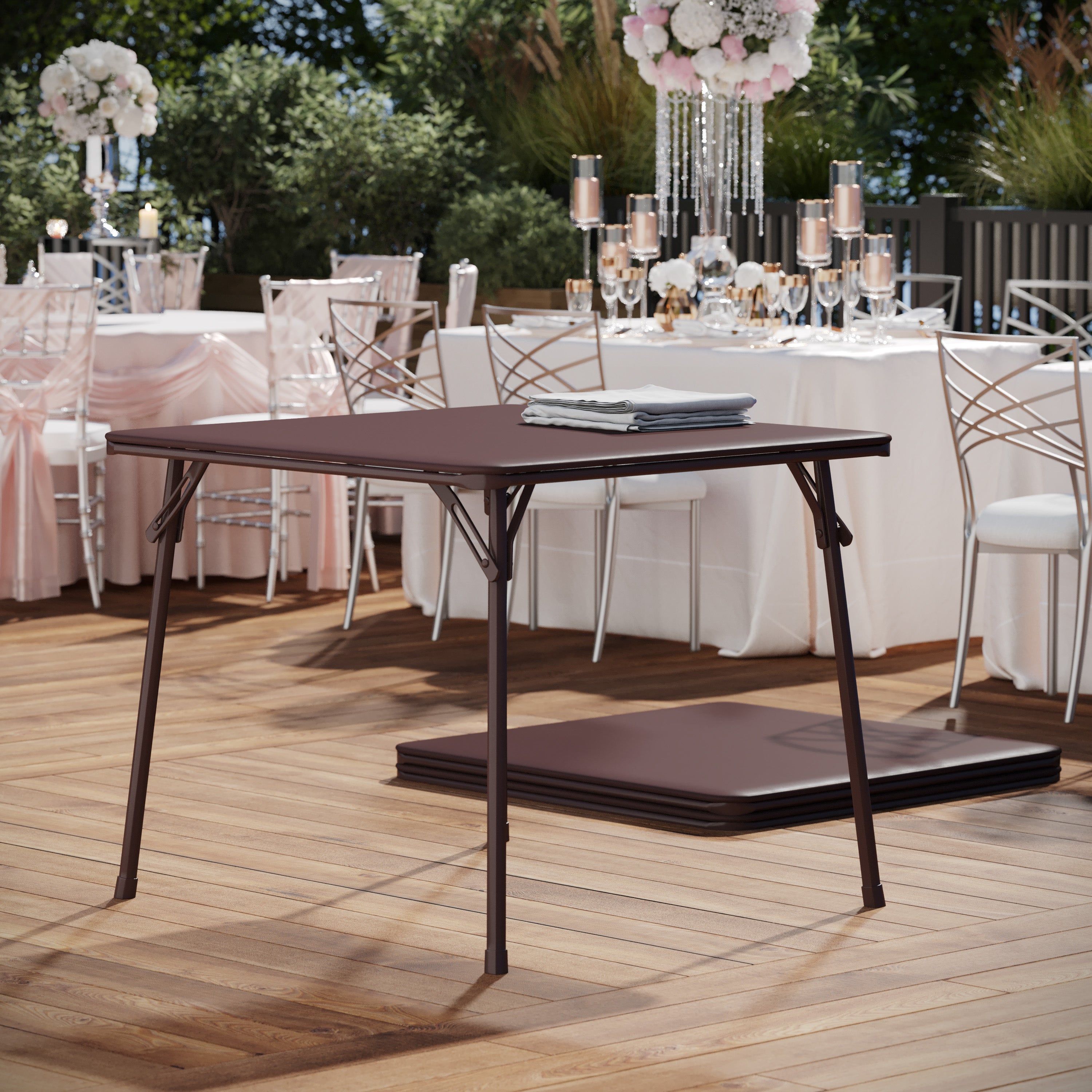Madelyn Brown 33.5" Folding Card Table for 4 with Foldable Legs and Portable Lightweight Design