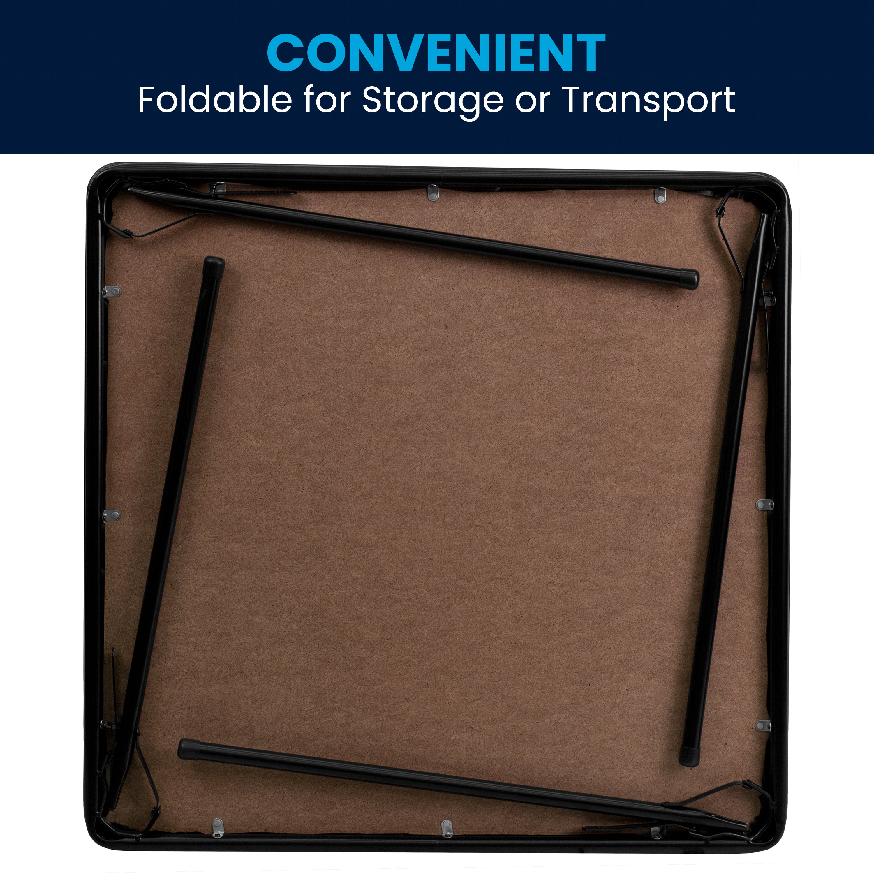 Madelyn Black 33.5" Folding Card Table for 4 with Foldable Legs and Portable Lightweight Design