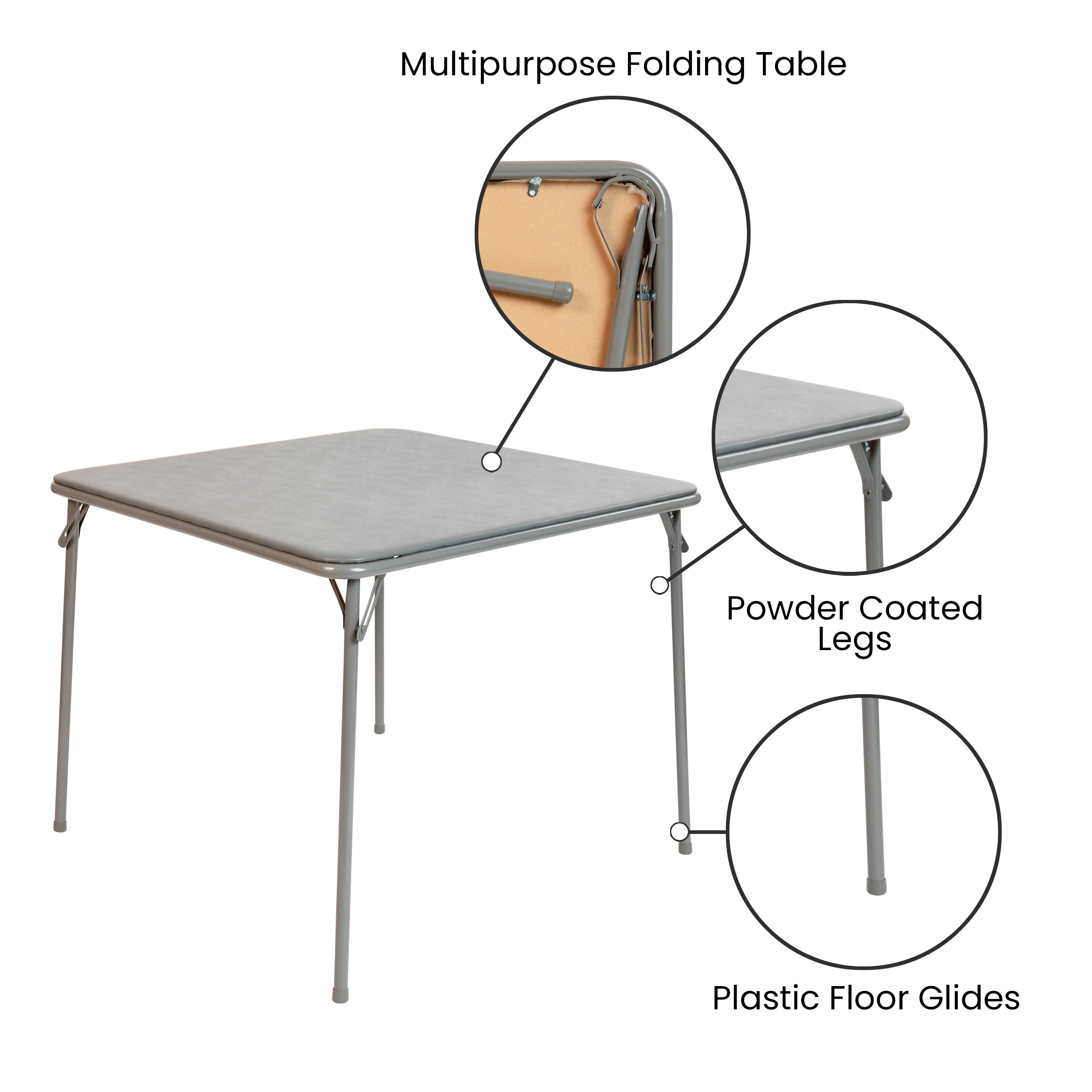 Madelyn Gray 33.5" Folding Card Table for 4 with Foldable Legs and Portable Lightweight Design