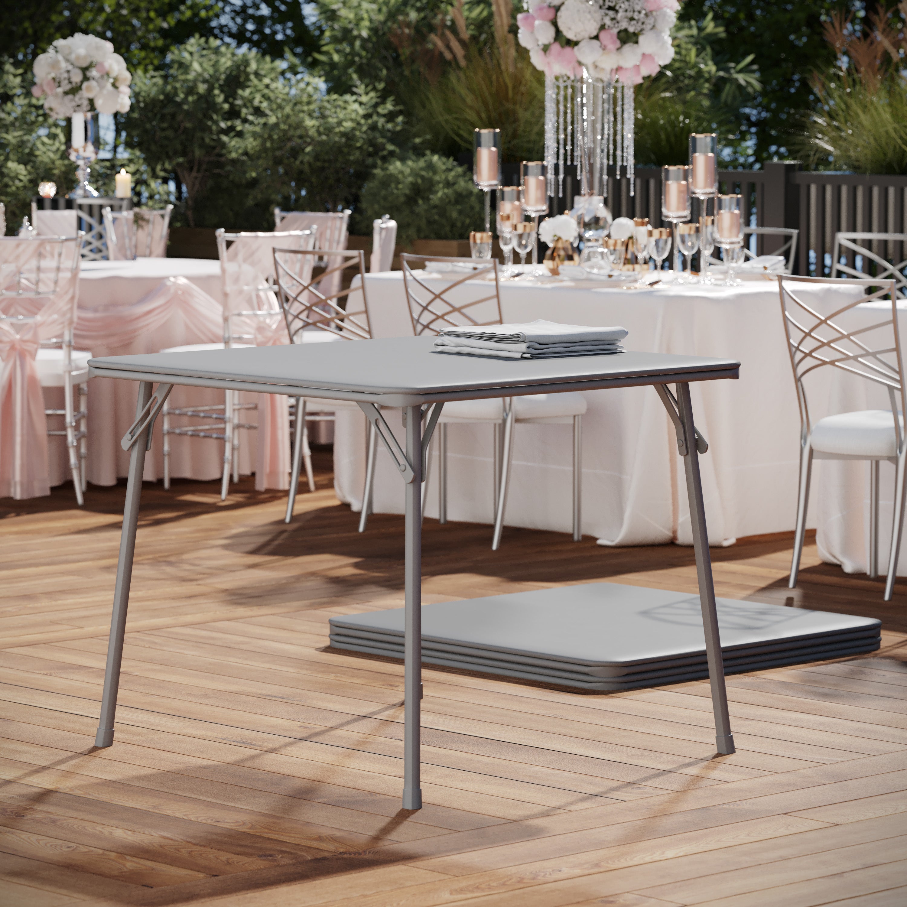 Madelyn Gray 33.5" Folding Card Table for 4 with Foldable Legs and Portable Lightweight Design