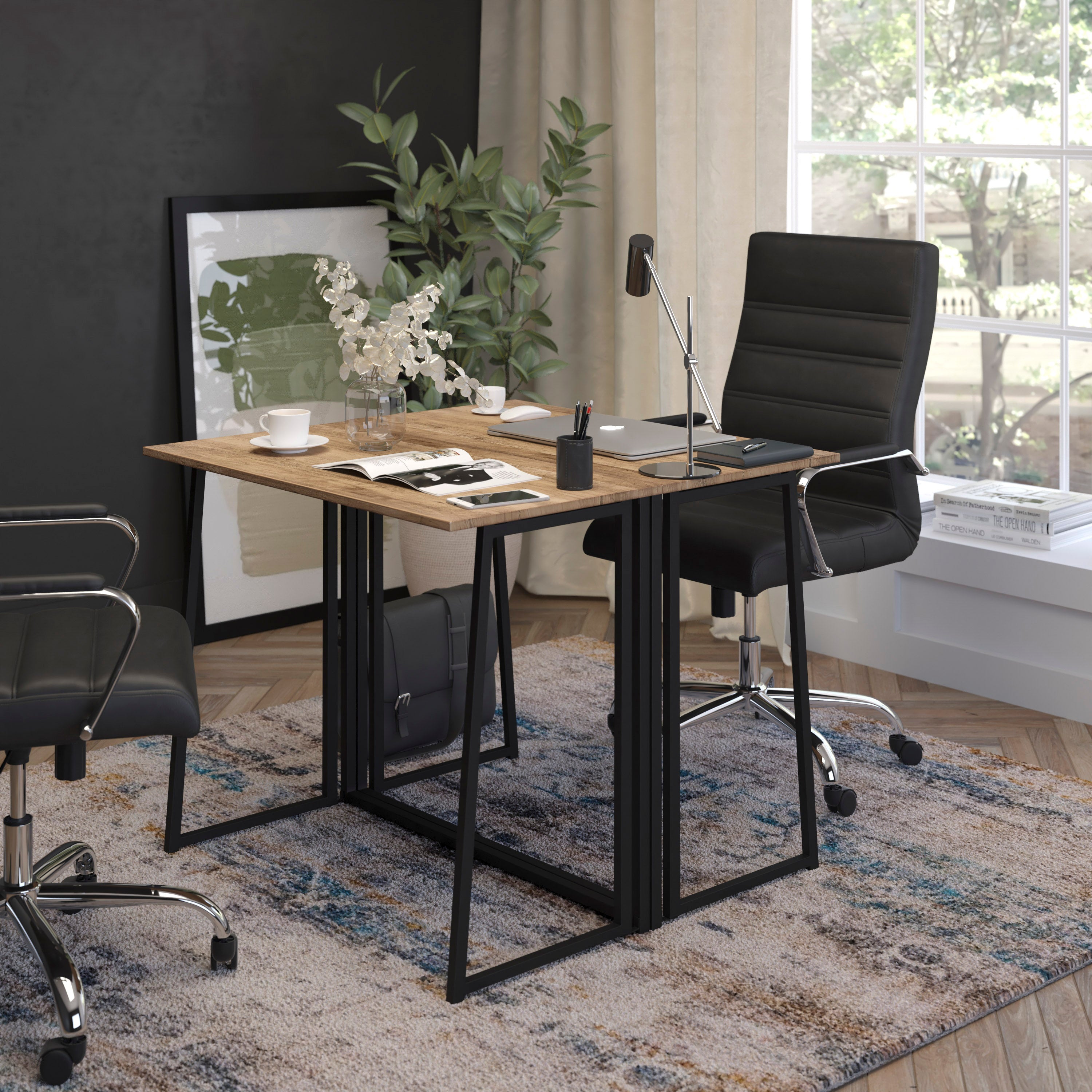 Walker Small Rustic Natural Home Office Folding Computer Desk - 36"