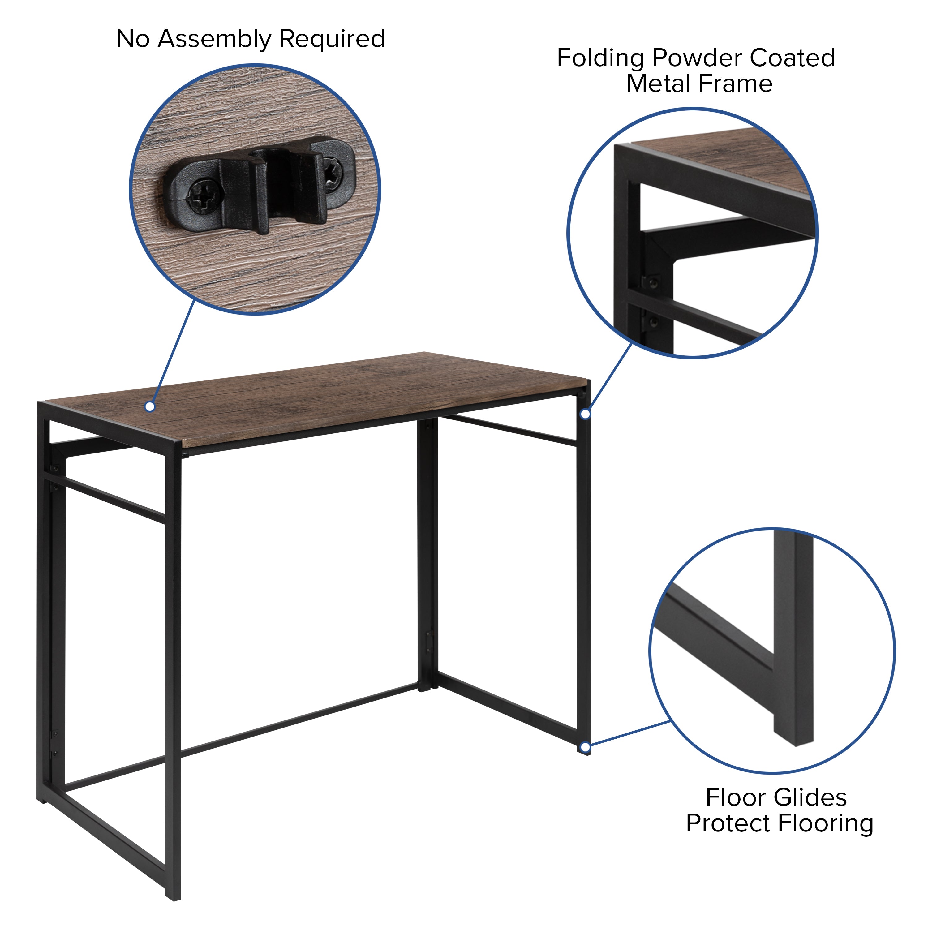 Walker Rustic Home Office Folding Computer Desk - 40"