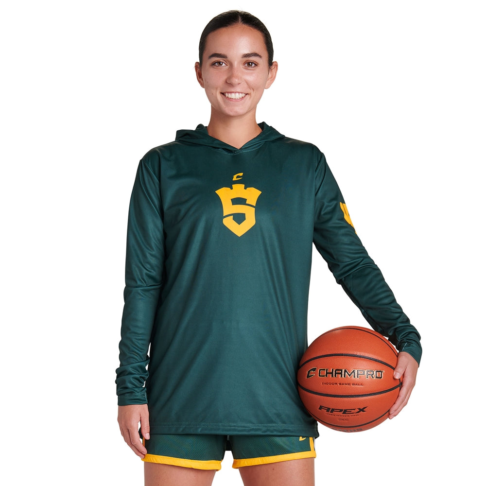 Juice Long Sleeve Shooter Shirt with Hood - Flexdri Mesh - Womens - Medium (Full-Dye, Premium cut-and-sew Sublimation. No Limitations!)