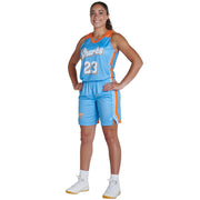 Juice Prime Basketball Shorts 8" Inseam - Active Cloth/Pin Dot Mesh - Girls - Large (Full-Dye, Premium cut-and-sew Sublimation. No Limitations!)