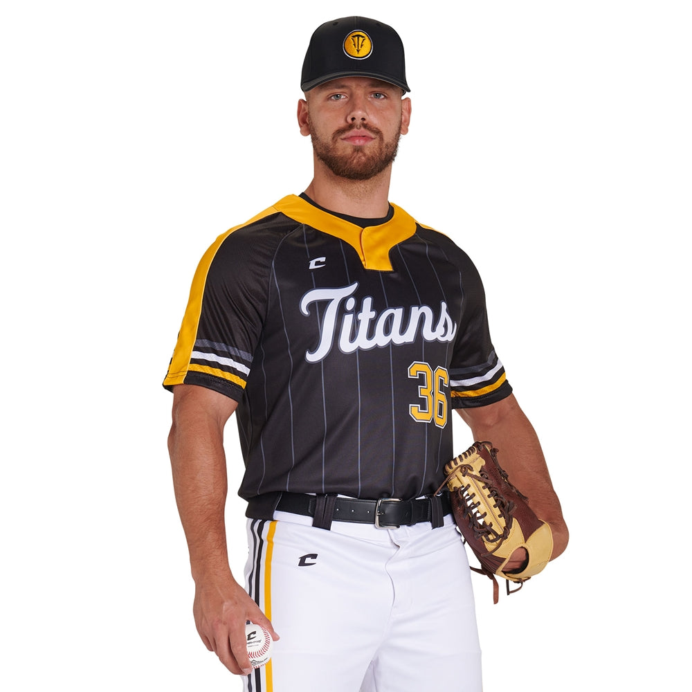 JUICE 2-Button Pro Neck SS Fitted Jersey - Tek-Knit/Pin Dot Mesh - Adult - Medium (Full-Dye, Premium cut-and-sew Sublimation. No Limitations!)