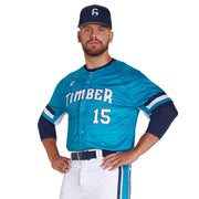 JUICE Full Button Pro Neck Short Sleeve Fitted Jersey - Youth - Medium - Fusion Mesh / Pin-Dot Mesh (Full-Dye Sublimation)