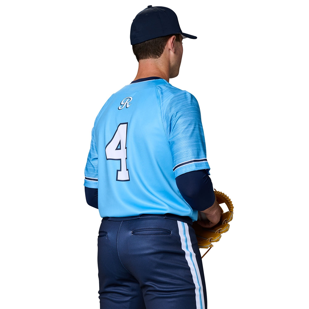 JUICE 2-Button Pro-Neck Loose Jersey with Mesh Short Sleeve - Power Stretch/Pin Dot Mesh - Adult - Small (Full-Dye, Premium cut-and-sew Sublimation. No Limitations!)
