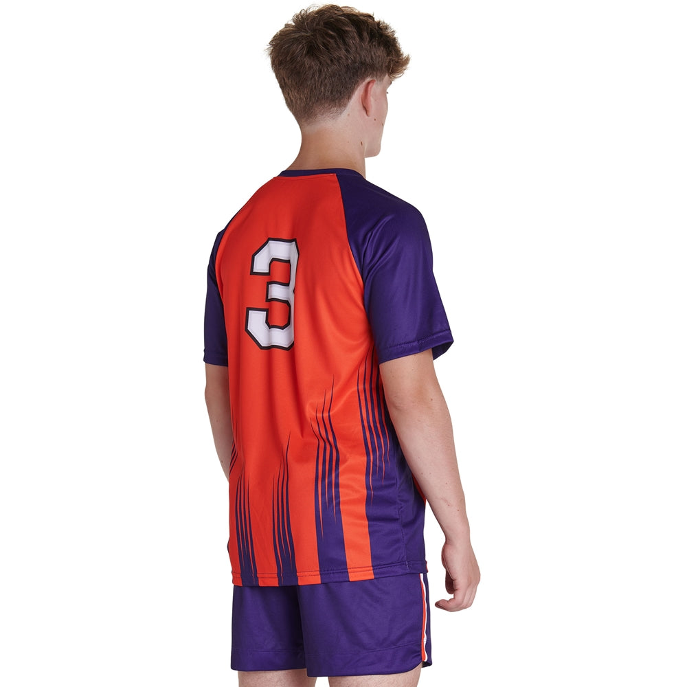 Juice Crew Neck Raglan Short Sleeve T-Shirt w/ Soccer Neck - Z-Cloth - Youth - Small (Full-Dye, Premium cut-and-sew Sublimation. No Limitations!)