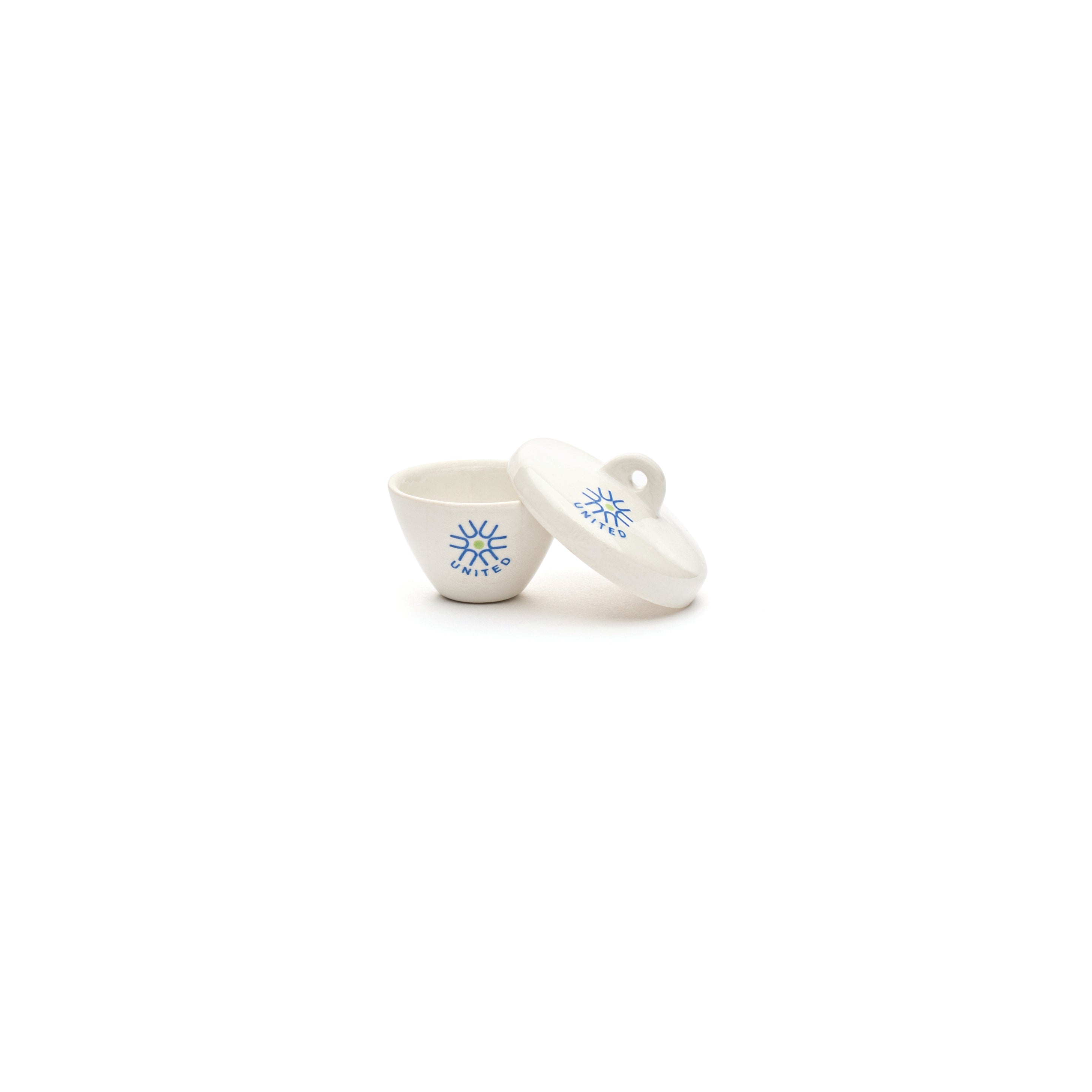 United Scientific® Porcelain Crucible, Wide Form, With Cover, 10 mL, comes with 6
