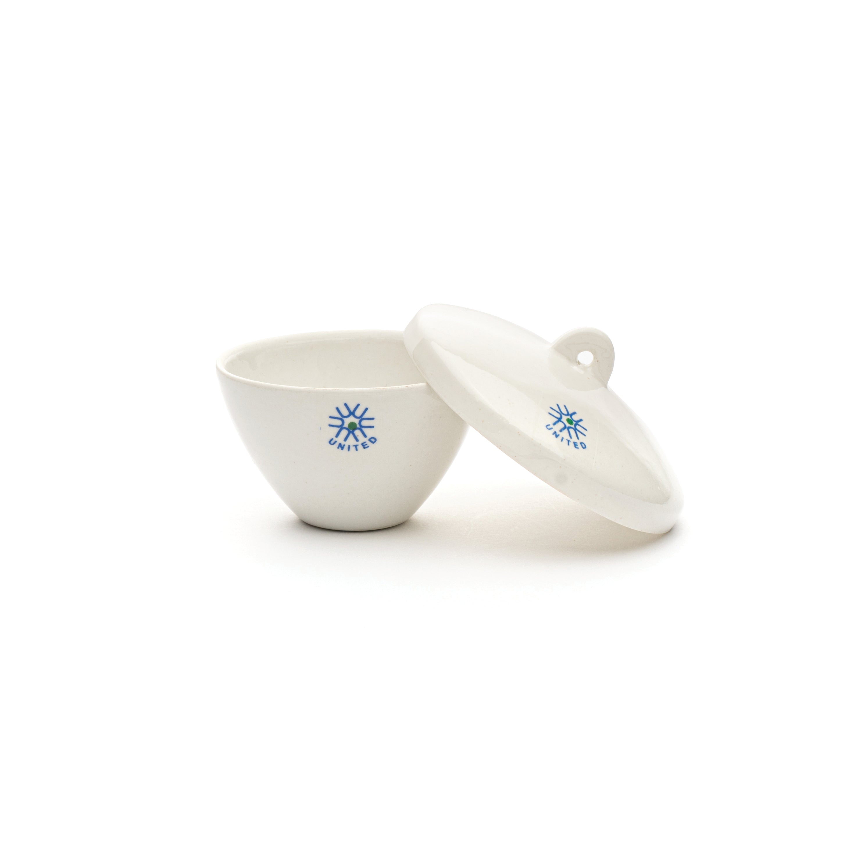 United Scientific® Porcelain Crucible, Wide Form, With Cover, 50 mL, comes with 6
