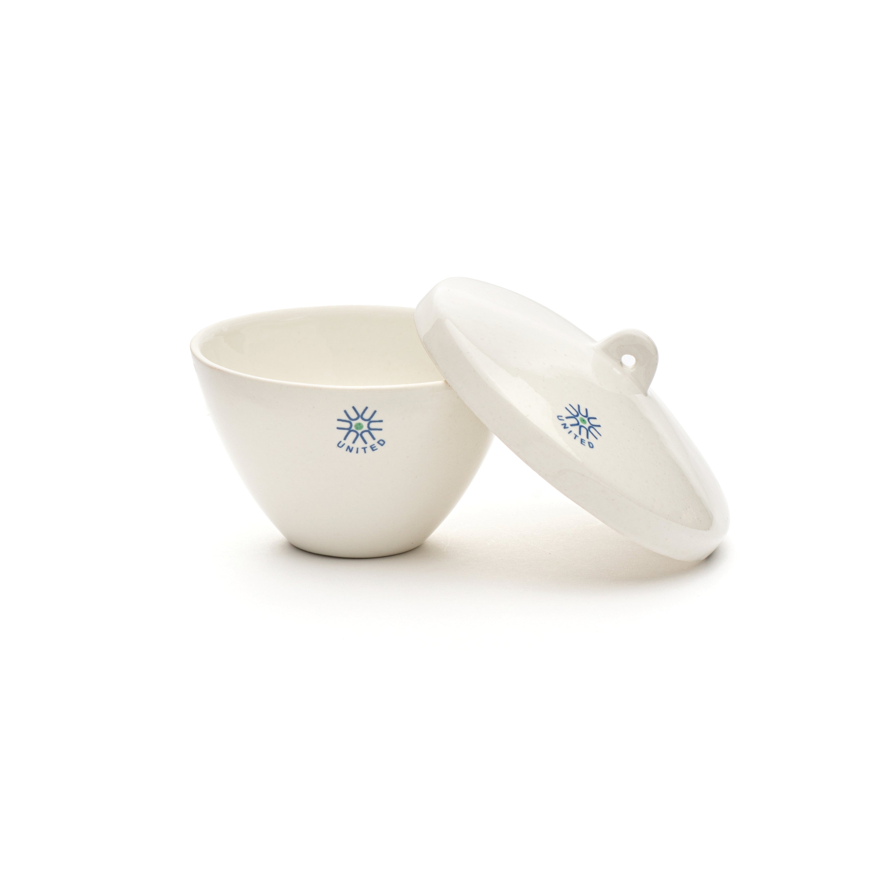 United Scientific® Porcelain Crucible, Wide Form, With Cover, 100 mL, comes with 6