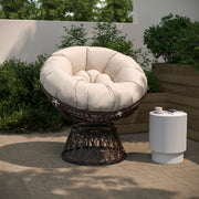Bowie Comfort Series Brown Swivel Patio Chair with Beige Cushion