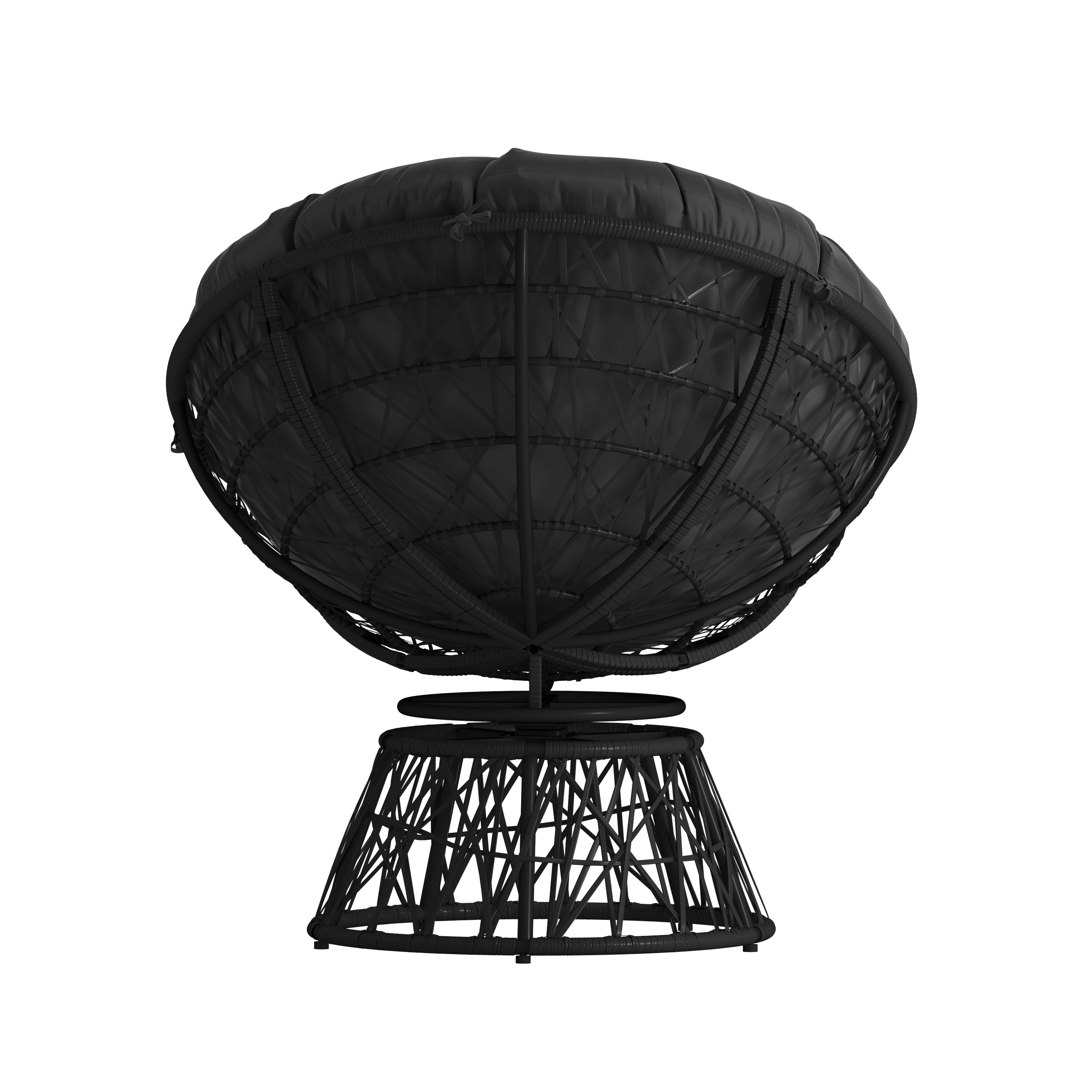 Bowie Comfort Series Black Swivel Patio Chair with Black Cushion