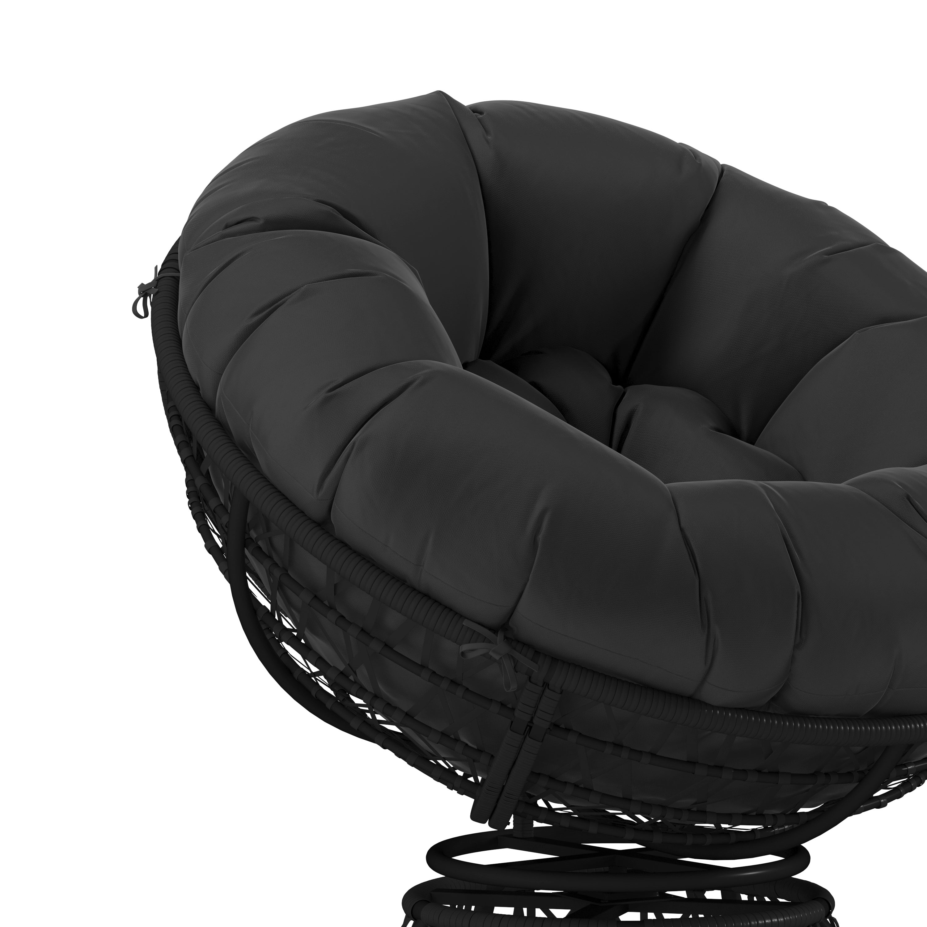 Bowie Comfort Series Black Swivel Patio Chair with Black Cushion