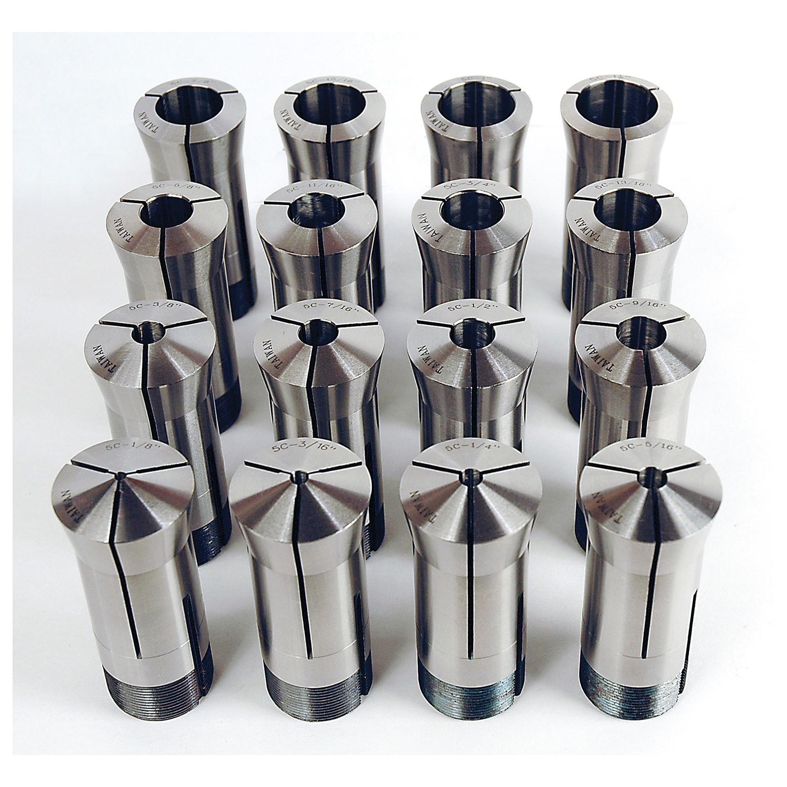 Jet CS-5C, 16-piece 5-C Collet Set 1/8" - 1-1/16" by 1/16ths for Lathes and Grinders