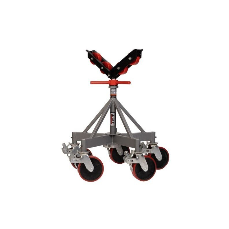 JT1-2405 JET, 5-Leg Pipe Jack Stand with Casters & Steel Rollers, JPJ-5LG-SR