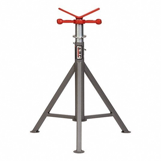 JT1-2665 JET, Roller Head Pipe Stand, 2500 lbs Max, Steel, Roller V Head, Rigid