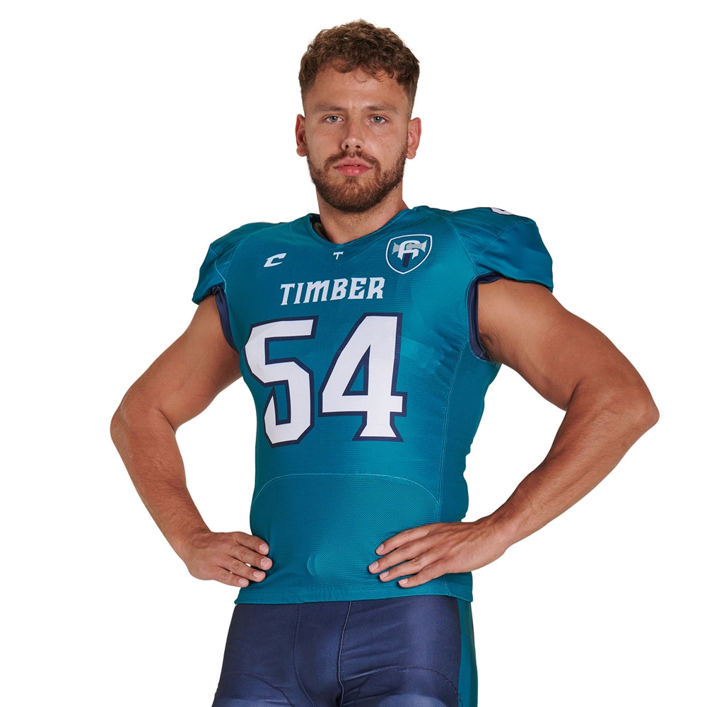 JUICE Collegiate Football Jersey w/Lineman Sleeves - Youth - Medium (Full-Dye, Premium cut-and-sew Sublimation. No Limitations!)