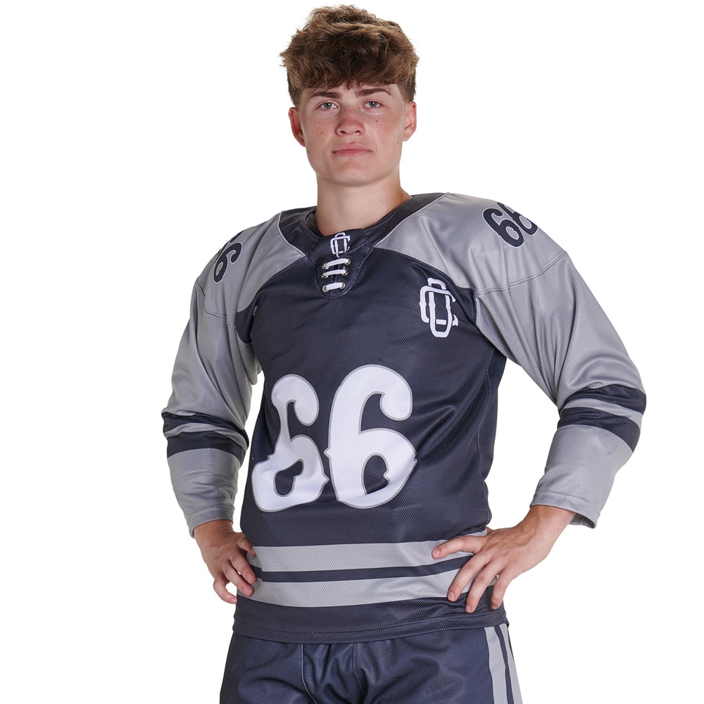 Juice Elite Faux Lace Neck Hockey Jersey - Mock Mesh/Tek-Knit - Adult - Goalie (Full-Dye, Premium cut-and-sew Sublimation. No Limitations!)