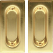 Johnson Hardware 3 In. Rectangular Brass Flush Pocket Door Pull (2-Count)