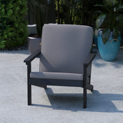 Charlestown All-Weather Poly Resin Wood Adirondack Style Deep Seat Patio Club Chair with Cushions, Black/Charcoal