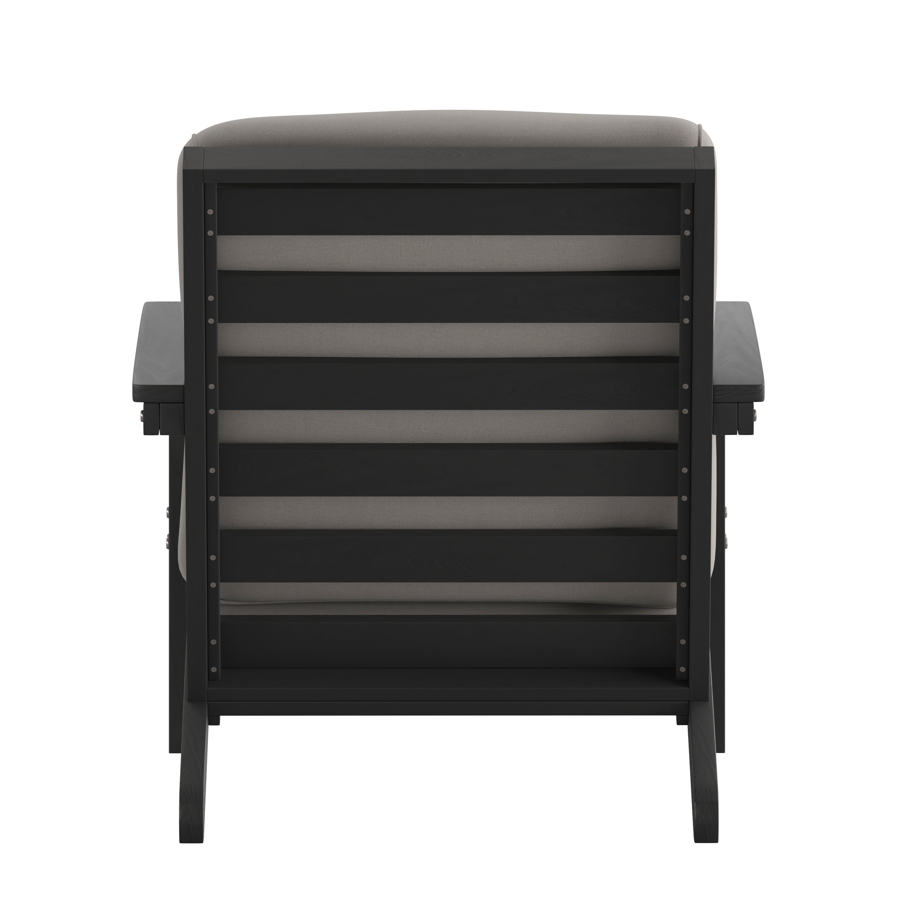 Charlestown All-Weather Poly Resin Wood Adirondack Style Deep Seat Patio Club Chair with Cushions, Black/Charcoal