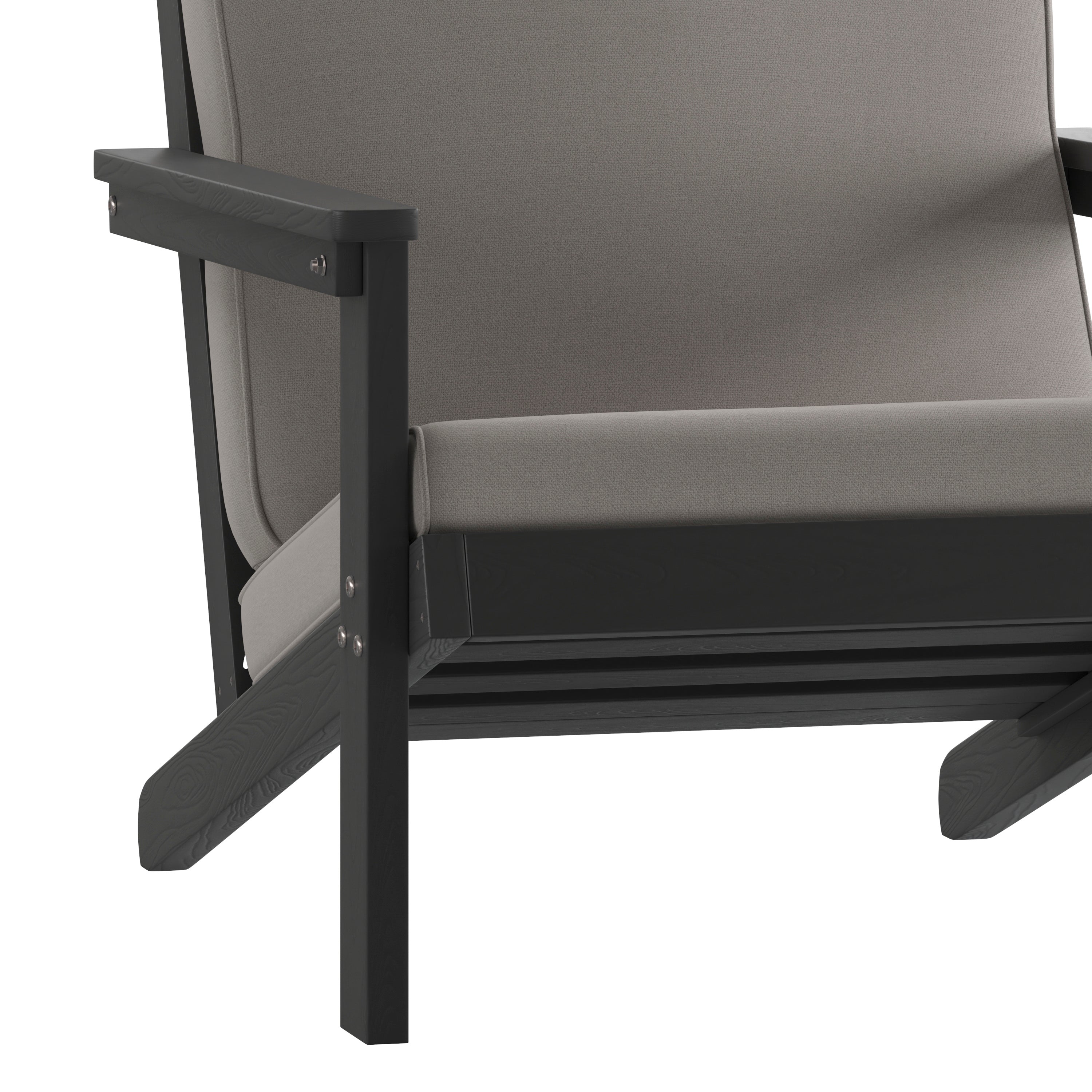 Charlestown All-Weather Poly Resin Wood Adirondack Style Deep Seat Patio Club Chair with Cushions, Black/Charcoal