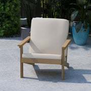 Charlestown All-Weather Poly Resin Wood Adirondack Style Deep Seat Patio Club Chair with Cushions, Natural Cedar/Cream